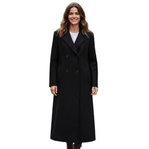 Vintage Marvin Richards Long Black Double Breasted Cashmere - Wool Coat Size 6P